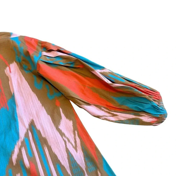 Sheridan French Madison Dress Caramel Ikat Print Bold Boho Flowy Size XS Women's - Picture 13 of 15